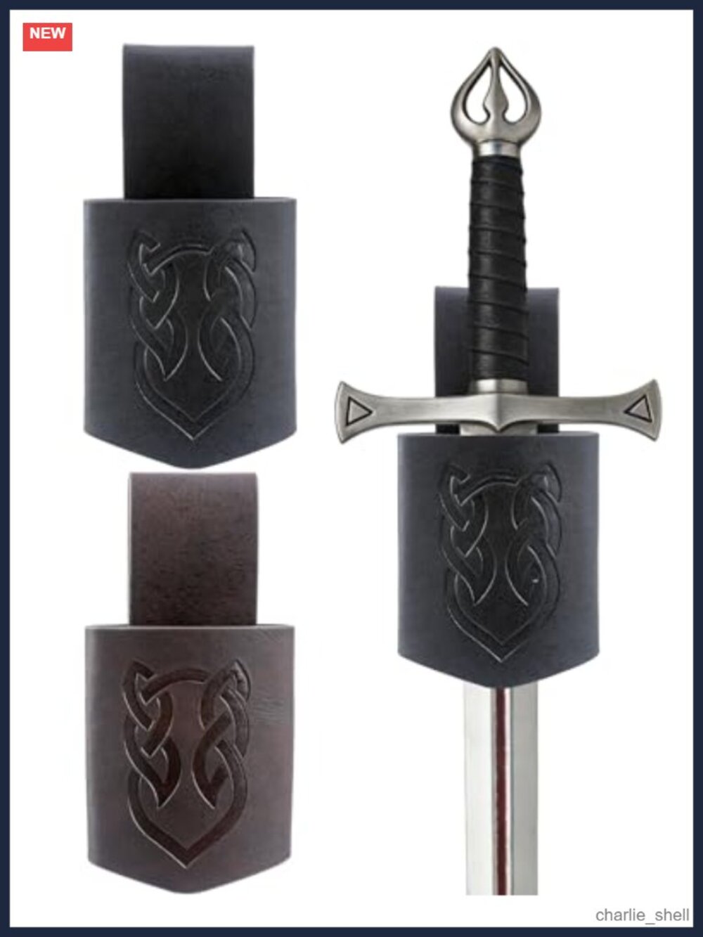 Medieval Viking Leather Belt with Sword Frog Scabbard LARP Costume Accessory
